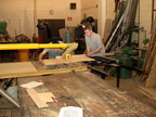 Setting up the table saw for a cut