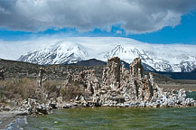 I decided to go back to the south shore of Mono lake to retake some images - the sun was strong enough to blow out some of the clouds & this morning the direction was better & a little more even.  And yes, the water is actually that green! Mono Lake